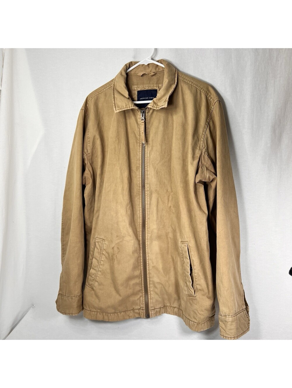 Vtg American Eagle Jacket Canvas Chore Coat Tan Men’s Zip Up Size XLT